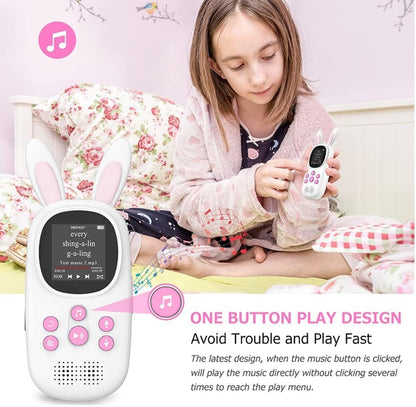cogae 32GB Music MP3 Player for Kids, Cute Bunny Kids Music MP3 Player with BT, MP3 & MP4 Players with Speaker