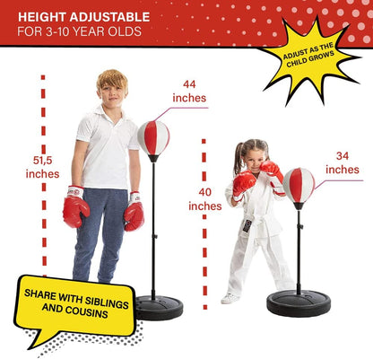 Whoobli Punching Bag for Kids Incl Boxing Gloves | 3-10 Years Old Adjustable Kids Punching Bag with Stand | Boxing Bag Set Toy for Boys & Girls New 2024