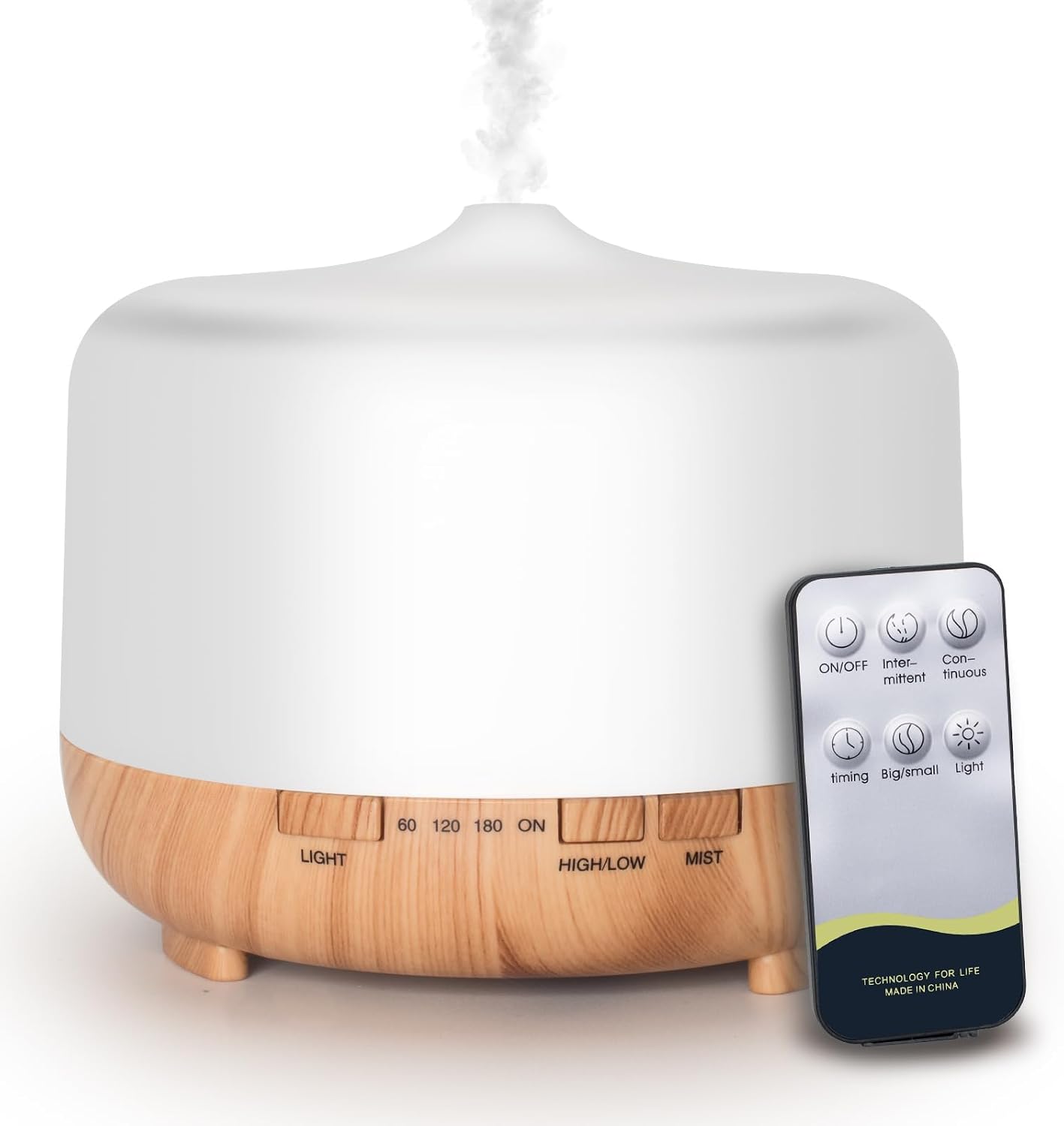 Multifunctional Essential Oil Diffuser - 500ML Aromatherapy Diffuser with Remote Control Two Mist Modes Humidifier Eight LED Lights Auto Shut-Off Safety Switch for Home Bedroom Office