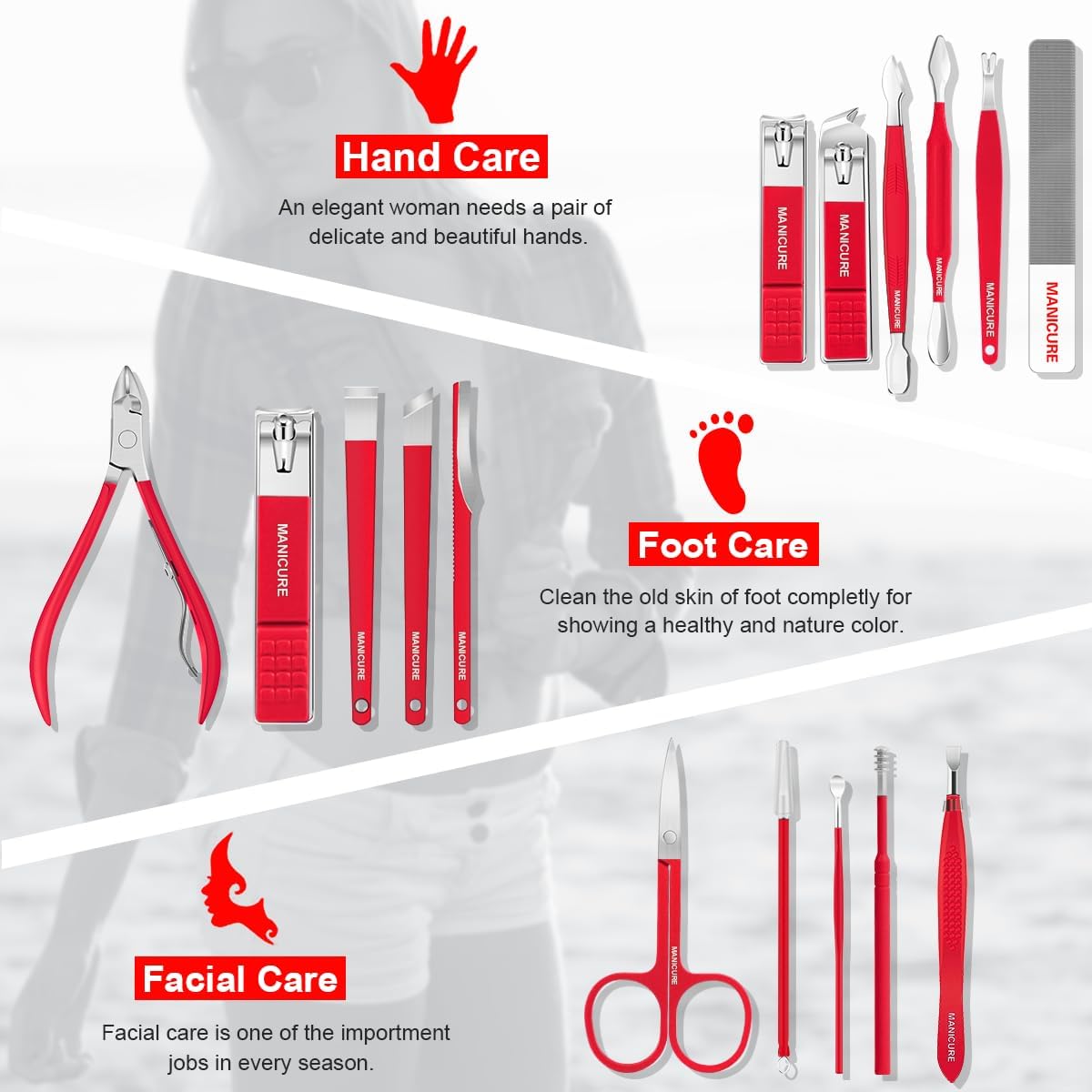 Manicure Set Professional Nail Clippers Pedicure Kit, 16 pcs Stainless Steel Nail Care Tools Grooming Kit with Luxurious Travel Leather Case for Thick Nails Men Women Gift (Black)