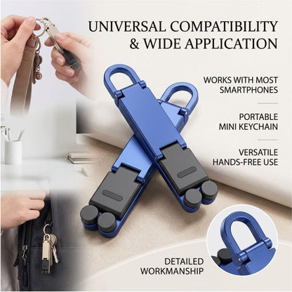 Portable Mini Aluminum Phone Stand, Ultra-Compact Foldable Holder，7PC Mixed Universal Phone Stand with Solid Alloy Body, Built-in Keychain Hook, Fully Adjustable Desktop Support Design for Most Phones