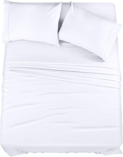 Utopia Bedding Queen Bed Sheet Set - 4 Piece Bedding - Soft Brushed Microfiber Fabric - Shrinkage & Fade Resistant - Easy Care (White)