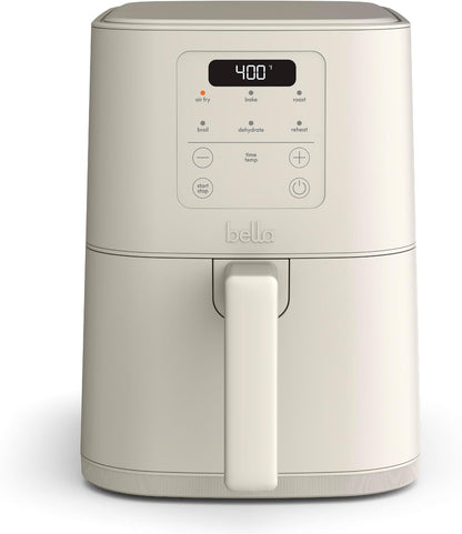 bella 4Qt Slim Air Fryer, Fits-anywhere Kitchenware, EverGood Ceramic Nonstick Coating, Adjustable Temperature, 6 Preset Cooking Options, 60 Min Auto Shutoff w Audible Tone, 3.3lb Capacity, Surf