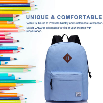 School Backpack for Kids, VASCHY Lightweight Water Resistant Casual Schoolbag Daypack for Men Women Teen Boys Girl Bookbag