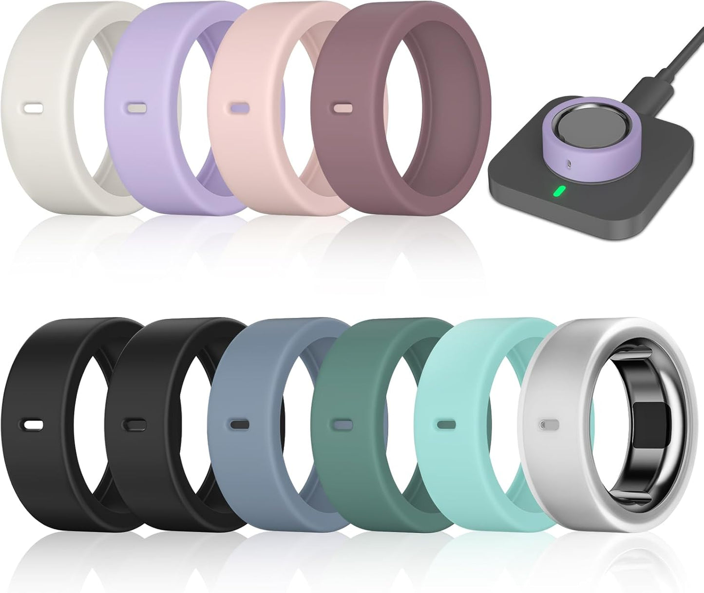 10 Pack Cover Compatible with Oura Ring Gen 4/Oura Ring Gen 3/3 Horizon, Surport Charging with Cover on, Anti-Scratch Elastic Silicone Rings Protector for Men Women Working Out Gym
