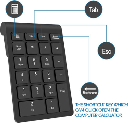 Wireless Number Pad, Portable 2.4Ghz USB 10 Keys Financial Accounting Numeric Keypad Data Entry Numpad for Laptop, PC, Desktop