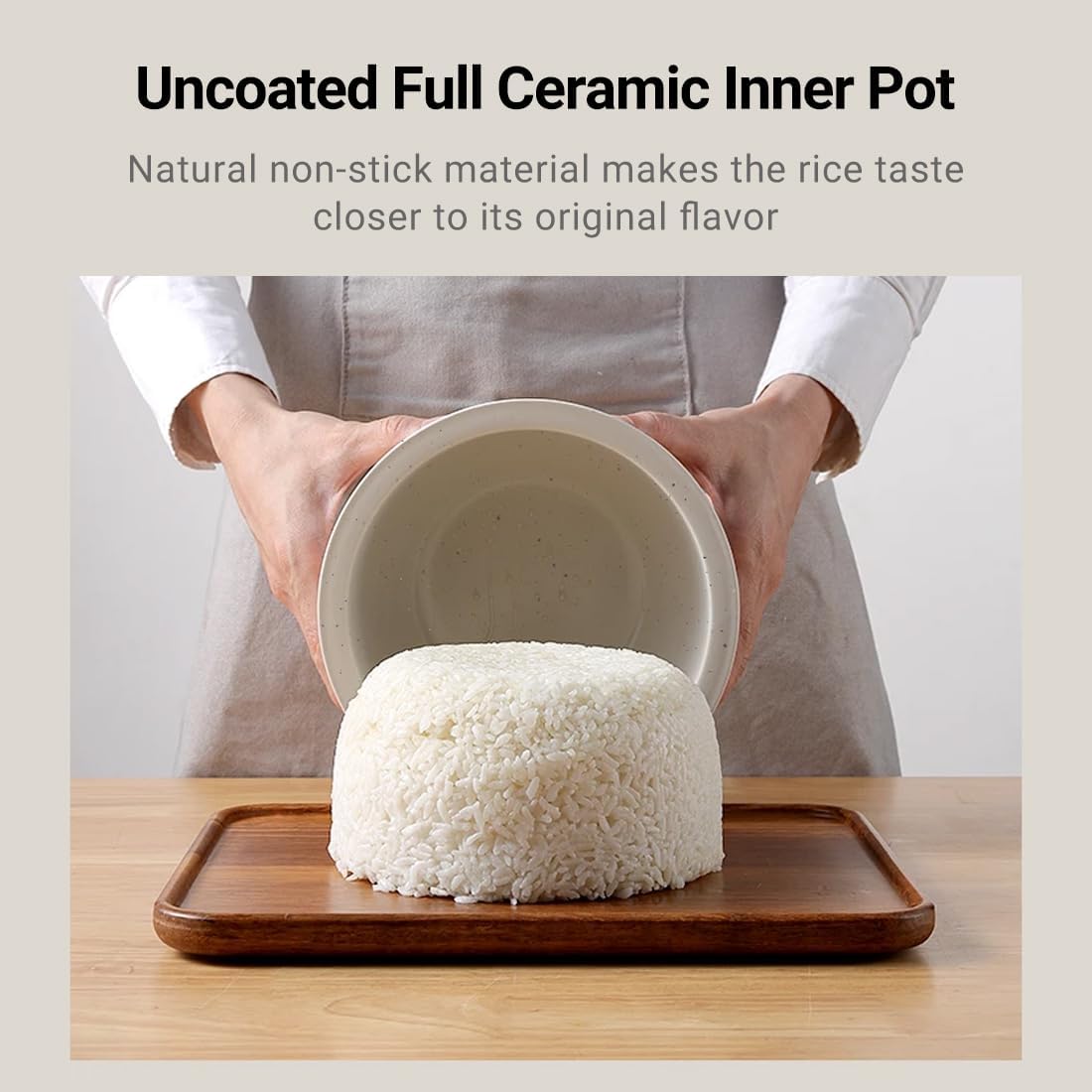 Joydeem - FD20S-W Ceramic Rice Cooker 3 Cups Uncooked Rice Cooker with Pure Ceramic Inner Pot, 24 Hours, 2 L, White