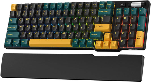 RK ROYAL KLUDGE RK96 RGB Limited Ed, 90% 96 Keys Wireless Triple Mode BT5.0/2.4G/USB-C Hot Swappable Mechanical Keyboard w/Wrist Rest, Software Support, Linear Viridian Switches, MARRS Green