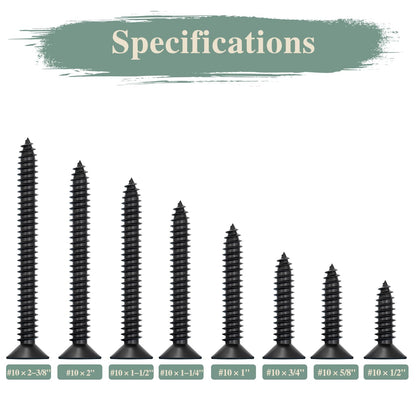 GOHODOMINO #4 x 1/2" Wood Screw 100Pcs, Stainless Steel 304 (18-8) Screws Flat Head Phillips Fast Self Tapping Drywall Screws Black Oxide