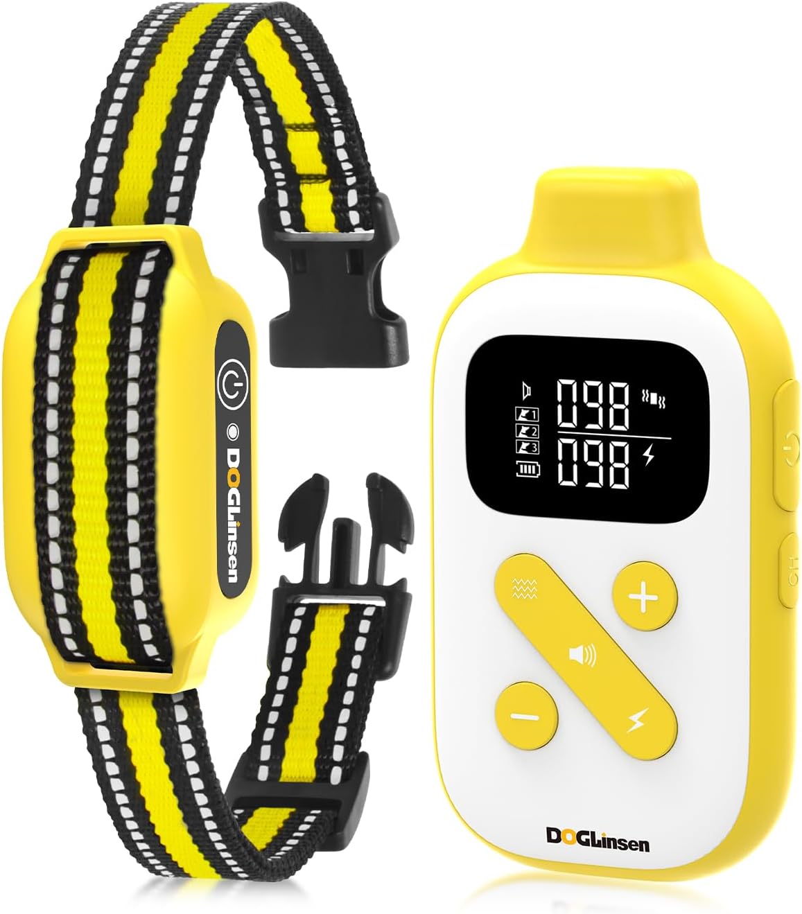 DOGLinsen 2-in-1 Bark and Shock Collar for Dogs, Smart Anti Barking Dog Training Collar with 5 Adjustable Sensitivity, Automatic Bark Collar with Remote, Vibration, Beep, Shock and Automatic