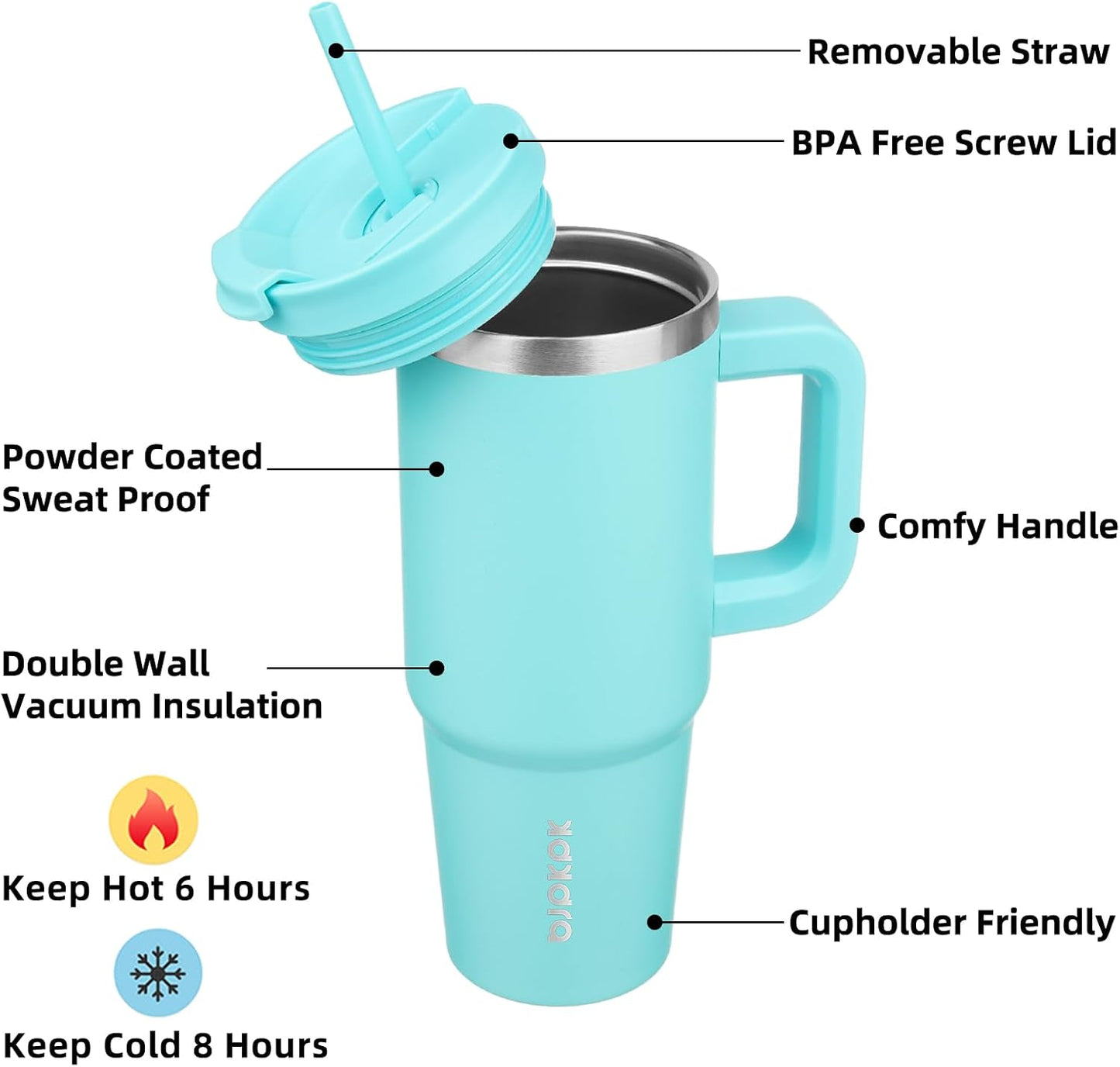 BJPKPK Tumbler with Handle and Straw 30oz Insulated Tumbler Cups with Lid Stainless Steel Travel Coffee Mug,Indigo Black