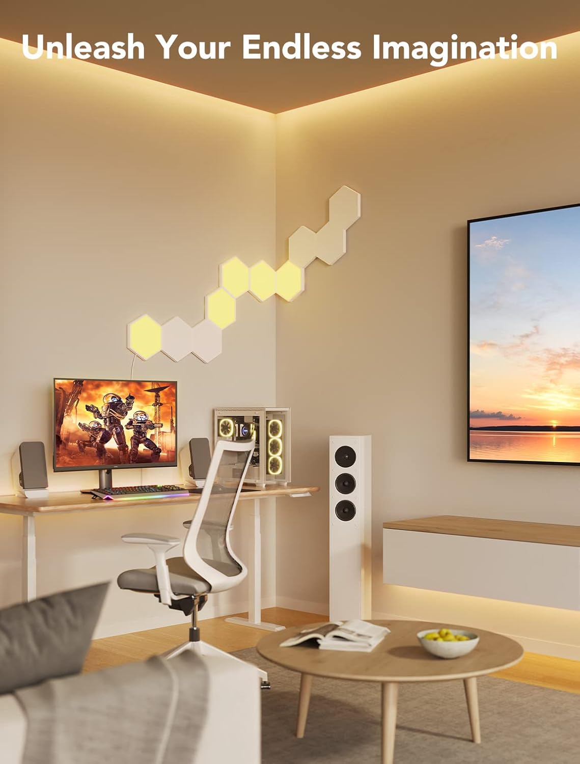 Govee Glide Hexa Light Panels – RGBIC Hexagon Wall Light Panels 10-Pack – Smart Wi-Fi LED Modular Wall Lights with App Control, Music Sync & DIY Layout - PuriLite