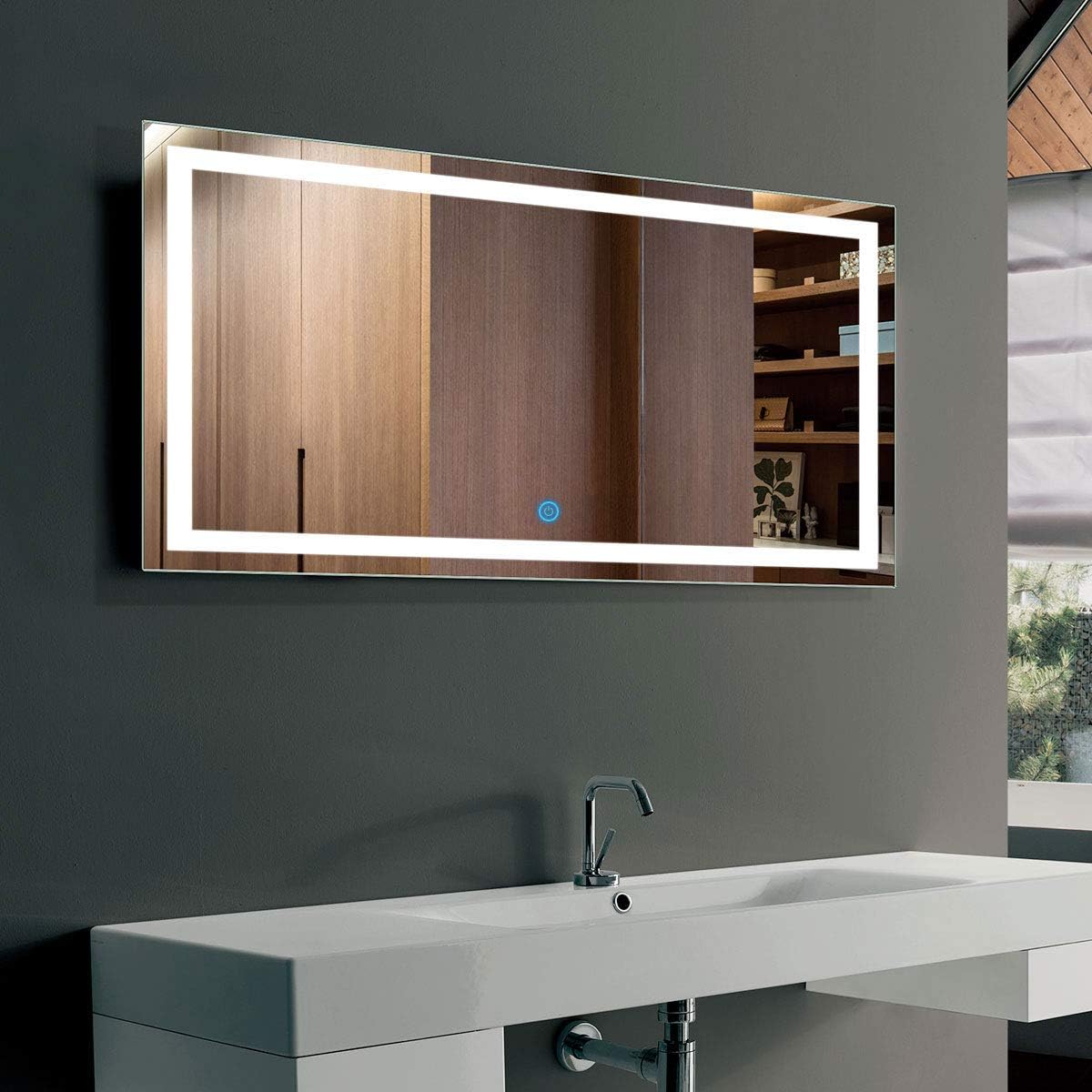 DP Home LED Lighted Bathroom Vanity Wall Mirror with Touch Button, Dimmable, Vertical & Horizontal Mount Mirrors 70 x 32 in E-N031-7032-TS Wall Mounted Makeup LED Vanity Mirror