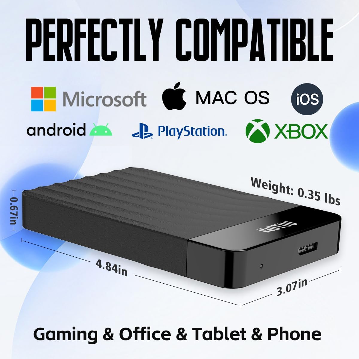 YOTUO 320GB External Hard Drive, Portable Storage Expansion HDD, USB 3.0 & USB-C for PC, Mac, Desktop, Laptop, Smartphone, PS4, Xbox One, Xbox 360, Office & Game, Black