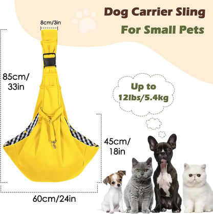 Pawaboo Small Dog Sling Carrier, Reversible Hands Free Dog Sling Carrier for Small Dogs and Cats, Puppy Sling Carrier with Adjustable Strap Buckle & Safety Harness, Puppy Essentials, Grey