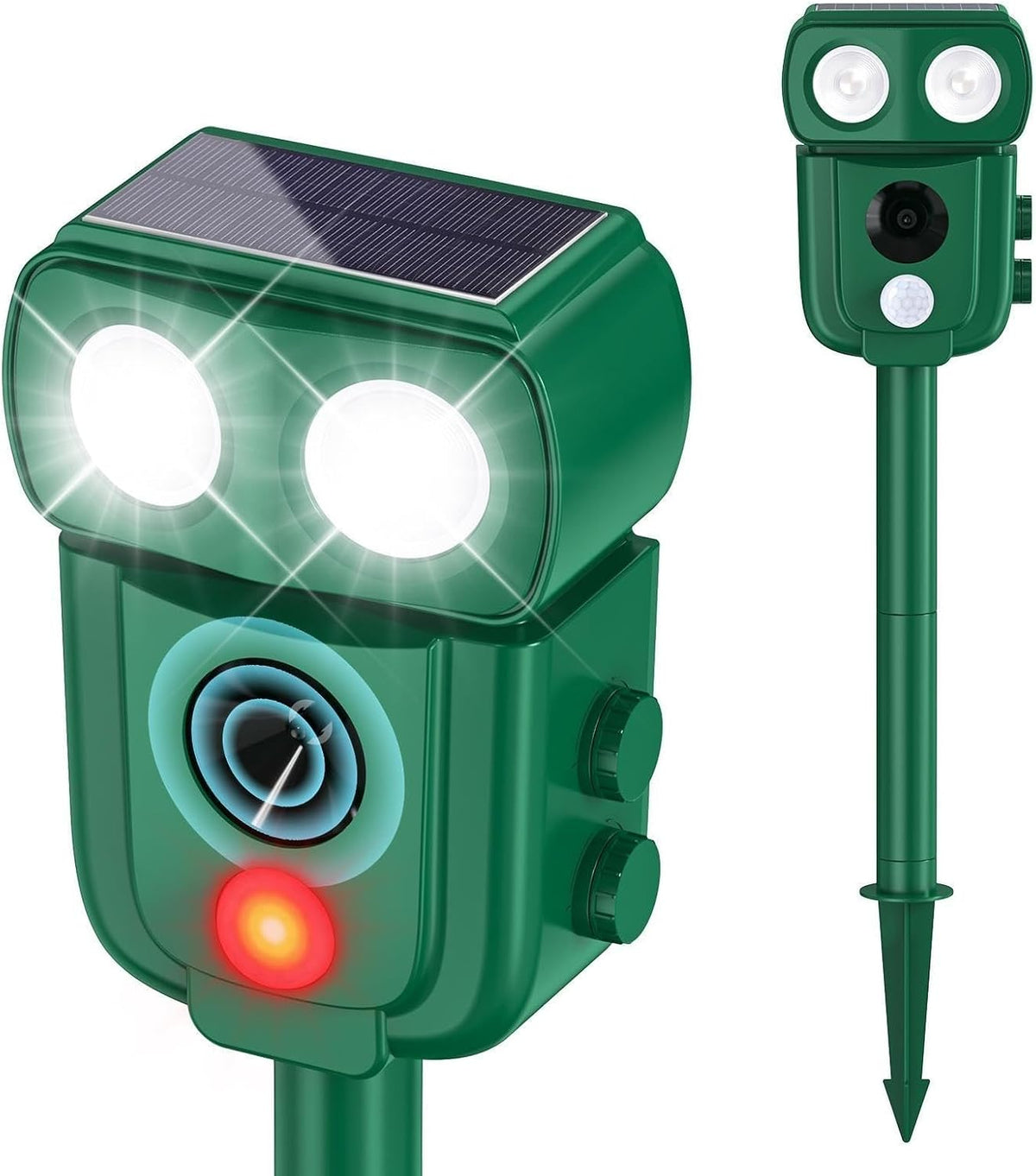 Cusbus Ultrasonic Animal Repellent Outdoor, Waterproof, Solar Power, Green