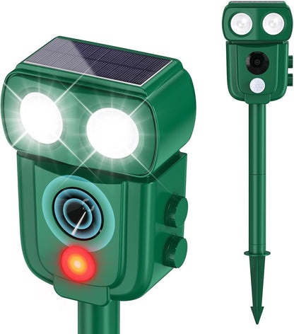 Cusbus Ultrasonic Animal Repellent Outdoor, Waterproof, Solar Power, Green