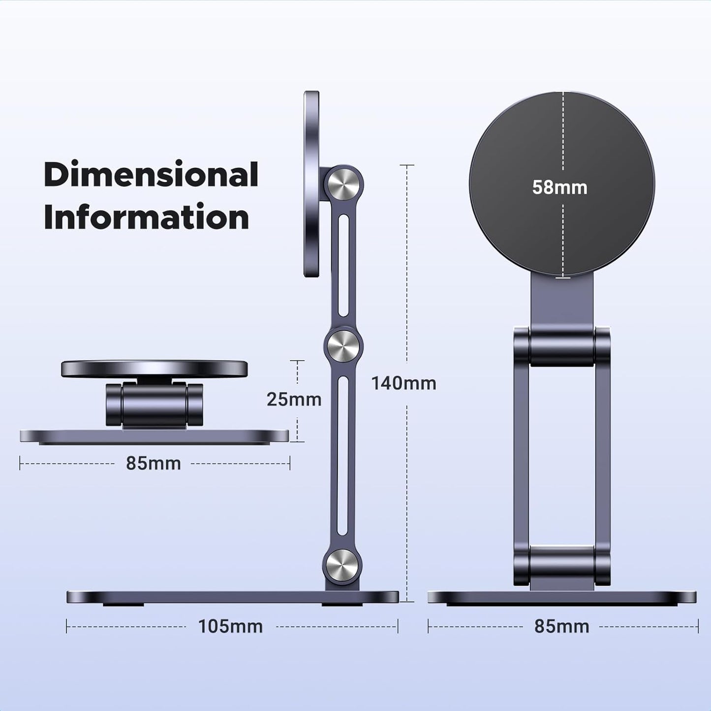 UGREEN Magnetic Phone Stand Compatible with MagSafe, Angle Adjustable Aluminum Holder for Desk, Thick Base Compatible for iPhone 16 15 14 13 12 Pro