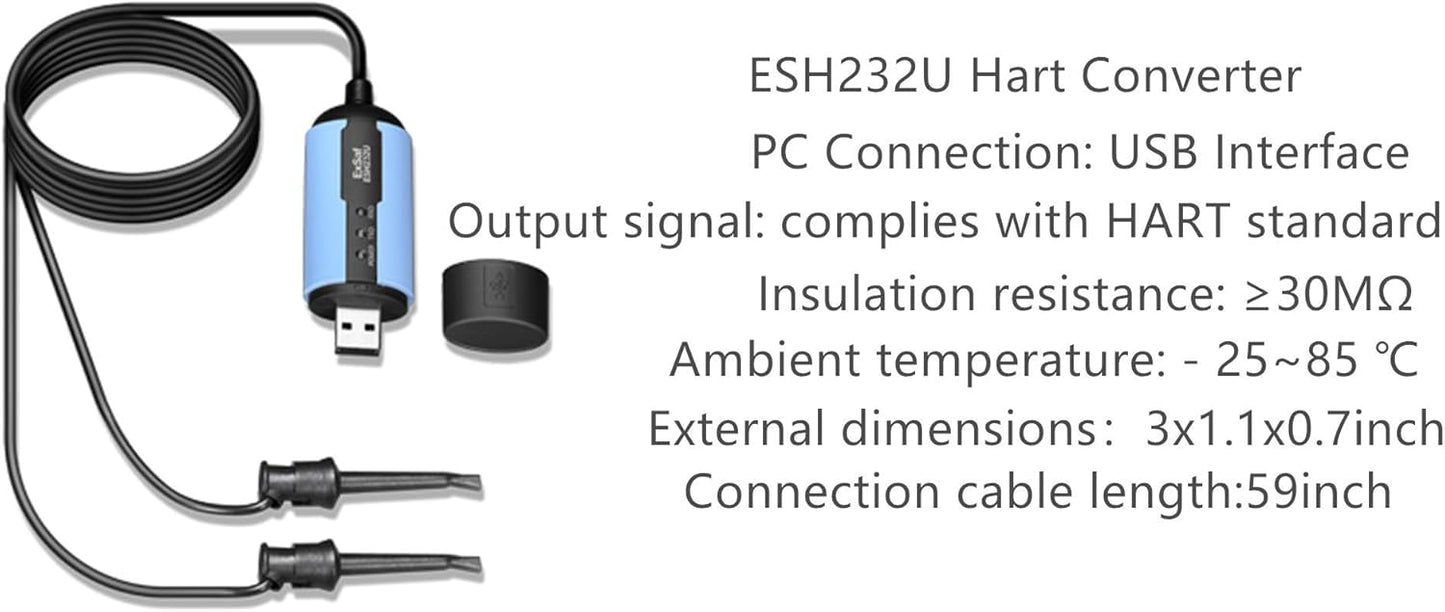 USB Hart Modem ESH232U USB to Hart Protocol Modem Hart Communicator 475 375Transmitter Convertor with Built-in Loop Resistor