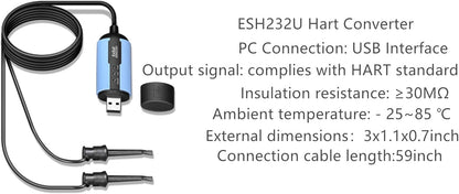 USB Hart Modem ESH232U USB to Hart Protocol Modem Hart Communicator 475 375Transmitter Convertor with Built-in Loop Resistor