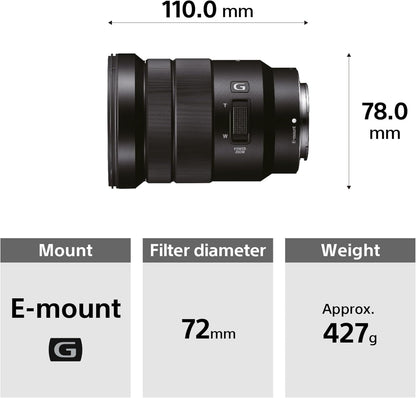 Sony SELP18105G E PZ 18-105mm F4 G OSS Lens, Black