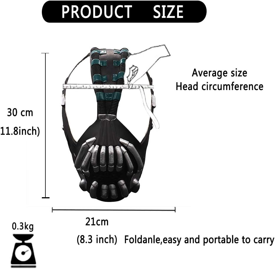 HOMELEX Bane Mask Dark Knight Rises Movie Cosplay Prop Realistic Bane Face Head Mask Halloween Costume Accessory for Adult