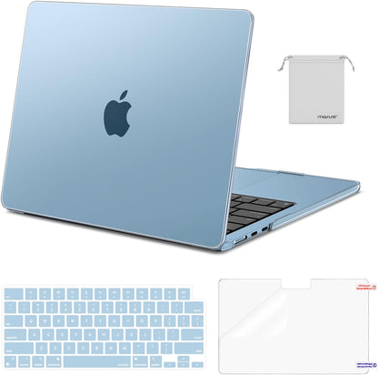 MOSISO Compatible with MacBook Air 13 inch Case 2025 2024 2023 2022 M4 A3240 M3 A3113 M2 A2681, Plastic Hard Shell&Keyboard Cover&Screen Film&Pouch for MacBook Air 13.6 inch Case, Crystal Clear
