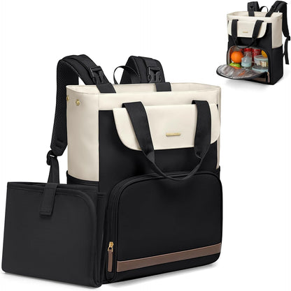 Diaper Bag Backpack with Portable Changing Pad 25L Baby Bag Insulated lunch box Backpack Fits 17.3" Laptop