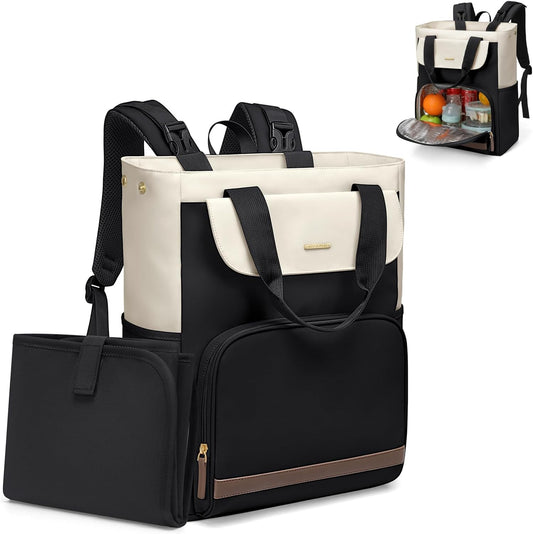 Diaper Bag Backpack with Portable Changing Pad 25L Baby Bag Insulated lunch box Backpack Fits 17.3" Laptop