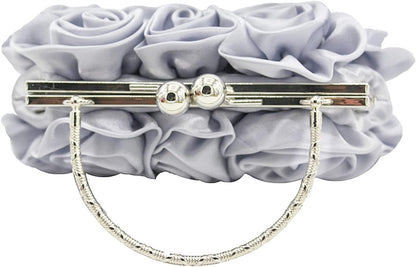 JAMBHALA Women Evening Clutch Bag Floral Satin Purses with Detachable Strap for Wedding, Party, Prom