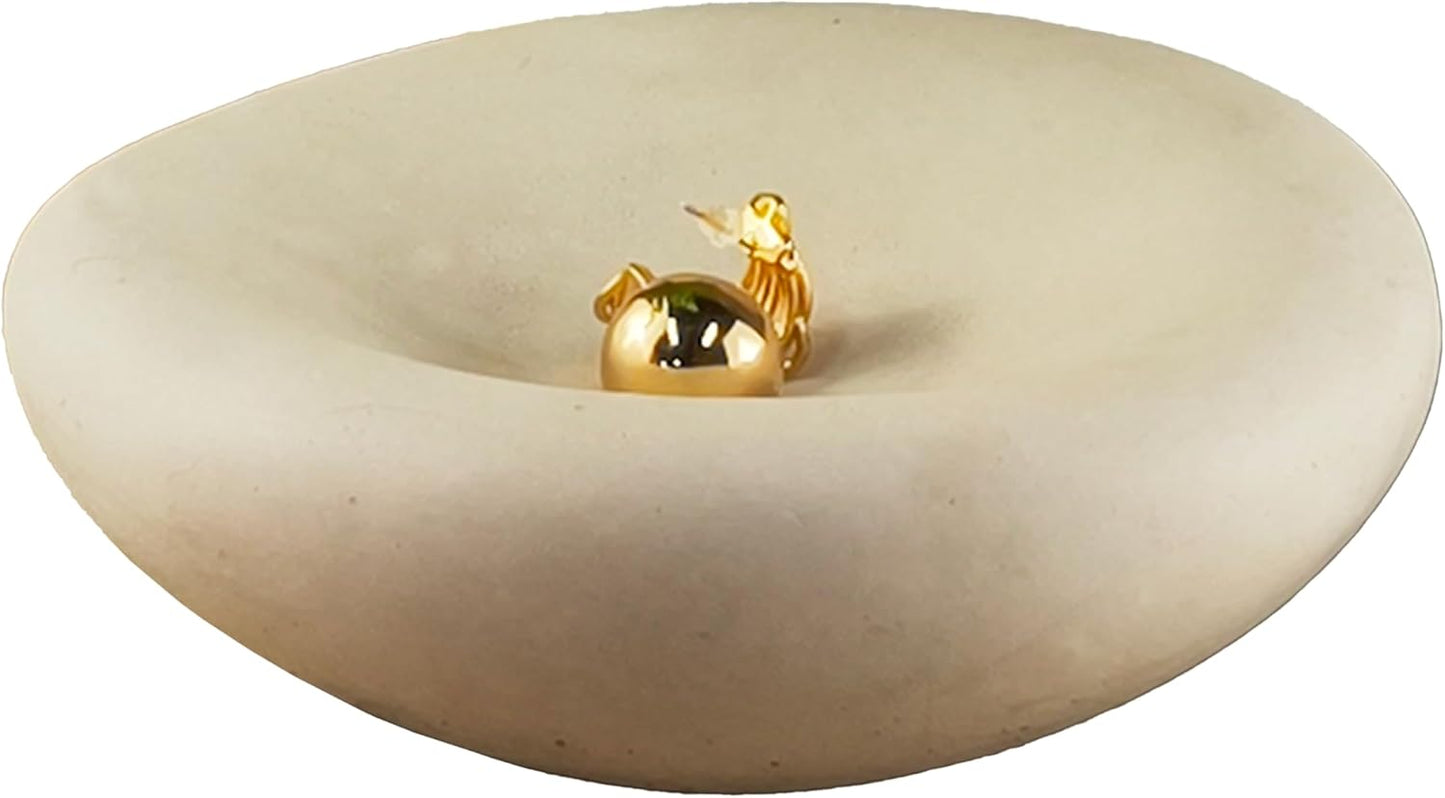 Handcrafted Concrete Cloud Bowl for Home Decor, Modern Decorative Key Tray and Jewelry Dish, Organic Asymmetrical Storage Bowl, Beige - PuriLite