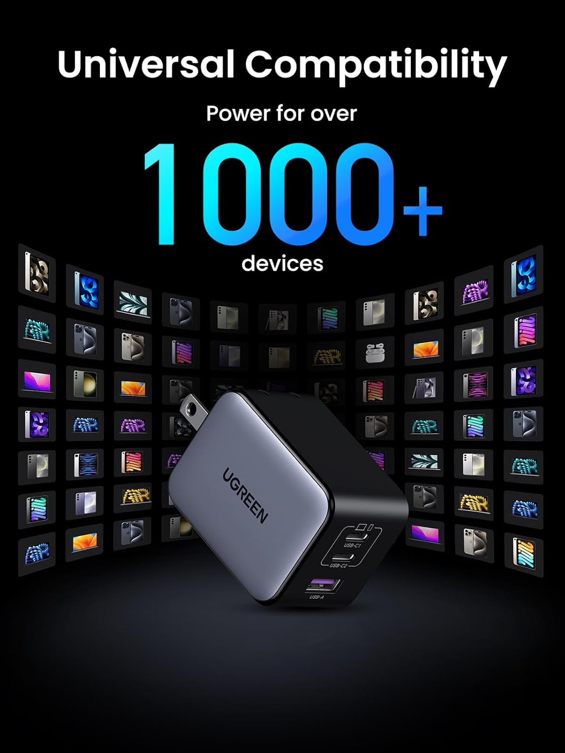 UGREEN 65W USB C Charger Nexode X Series, 3-Port PPS Mini Fast GaN Charger Block with GaNinfinity Chip for MacBook Pro/Air, iPhone 15 Pro/14, iPad Pro, Galaxy S24/S23, Pixel 8, Steam Deck