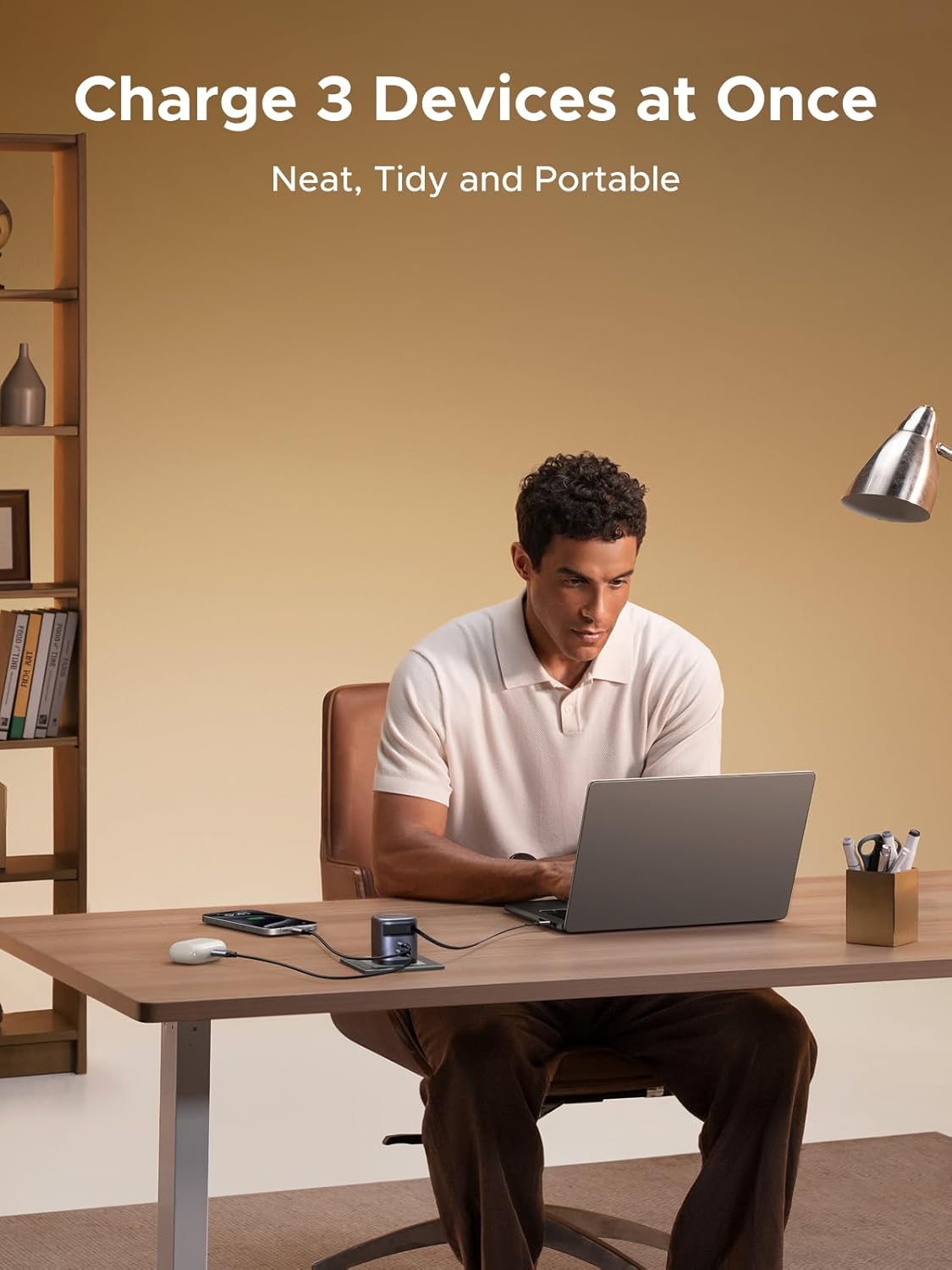 UGREEN 65W Retractable USB C Charger Block with Built-in Cable, GaN Fast Charging Wall Charger 2 Ports Compatible for iPhone 16 15 14, Galaxy S25 S24, Pixel 9 Pro 8 7, MacBook Pro/Air, iPad，Airpods