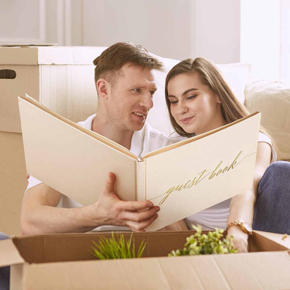 Wedding Guest Book,10 * 8in Guest Book for Wedding Receptions, Baby Shower, Funeral, Birthdays, and Celebration Events, 100Pages Polaroid Guest Book Wedding Decorations 2 Stickers and a Pen