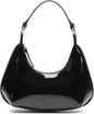 Purilite Select | Patent Leather Crescent Shoulder Bag | Small Going-Out Purse for Women | Cute Zipper Handbag with Adjustable Strap