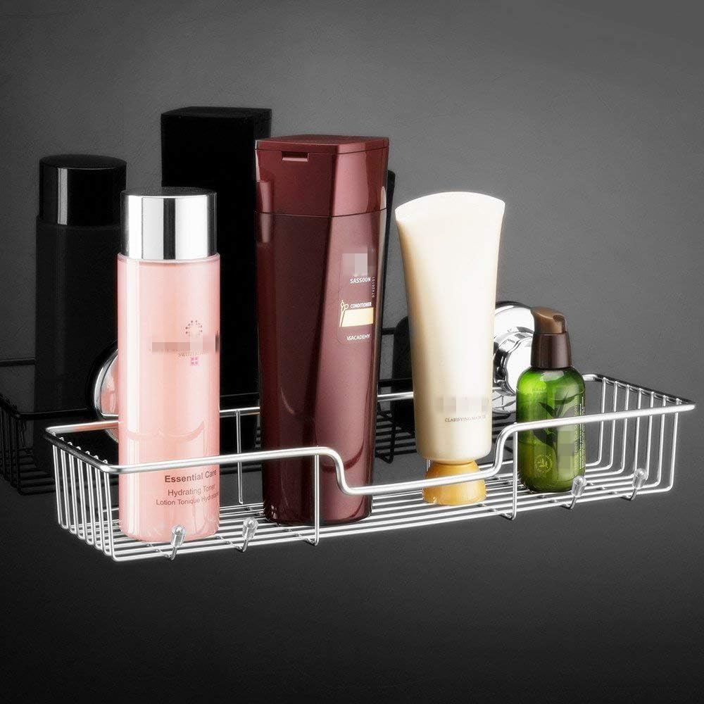 iPEGTOP L-4 Strong Suction Cup Shower Caddy Bath Shelf Storage, Combo Organizer Basket for Shampoo, Soap, Conditioner, Razor Bathroom Accessories - Rustproof Stainless Steel, Chrome