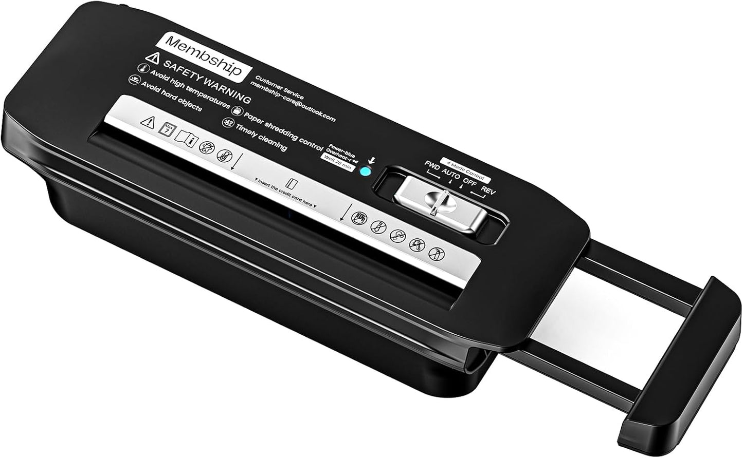 Membship 7-Sheet Strip Cut Paper Shredder | Portable Home & Office Document Shredder | Jam Proof | Overheat Protection | Black