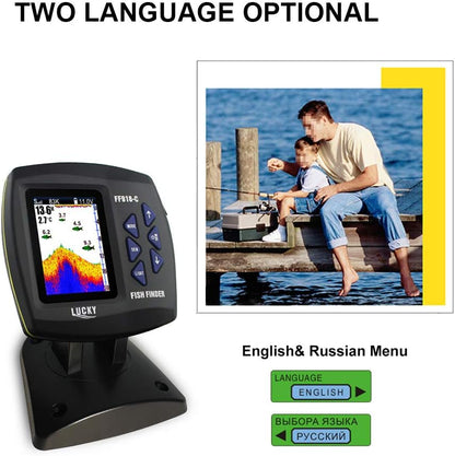 FF918-C100DS Color Screen Wired Fish Finder Dual Frequency 328ft/100m Water Depth Boat Fish Finder ZDHF
