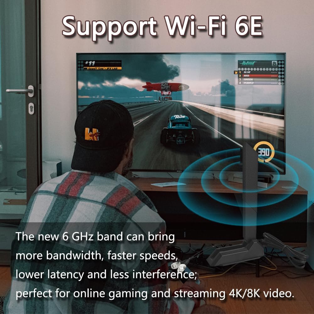 Gintai WiFi 6E Tri-Band Antenna 6GHz 5GHz 2.4GHz Magnetic Base with 2.6ft Extension Cable Gaming WiFi Antenna for PC Desktop Computer ASUS Rog Strix,B550 Motherboard,z790 Card 6E Card,WiFi Router Card