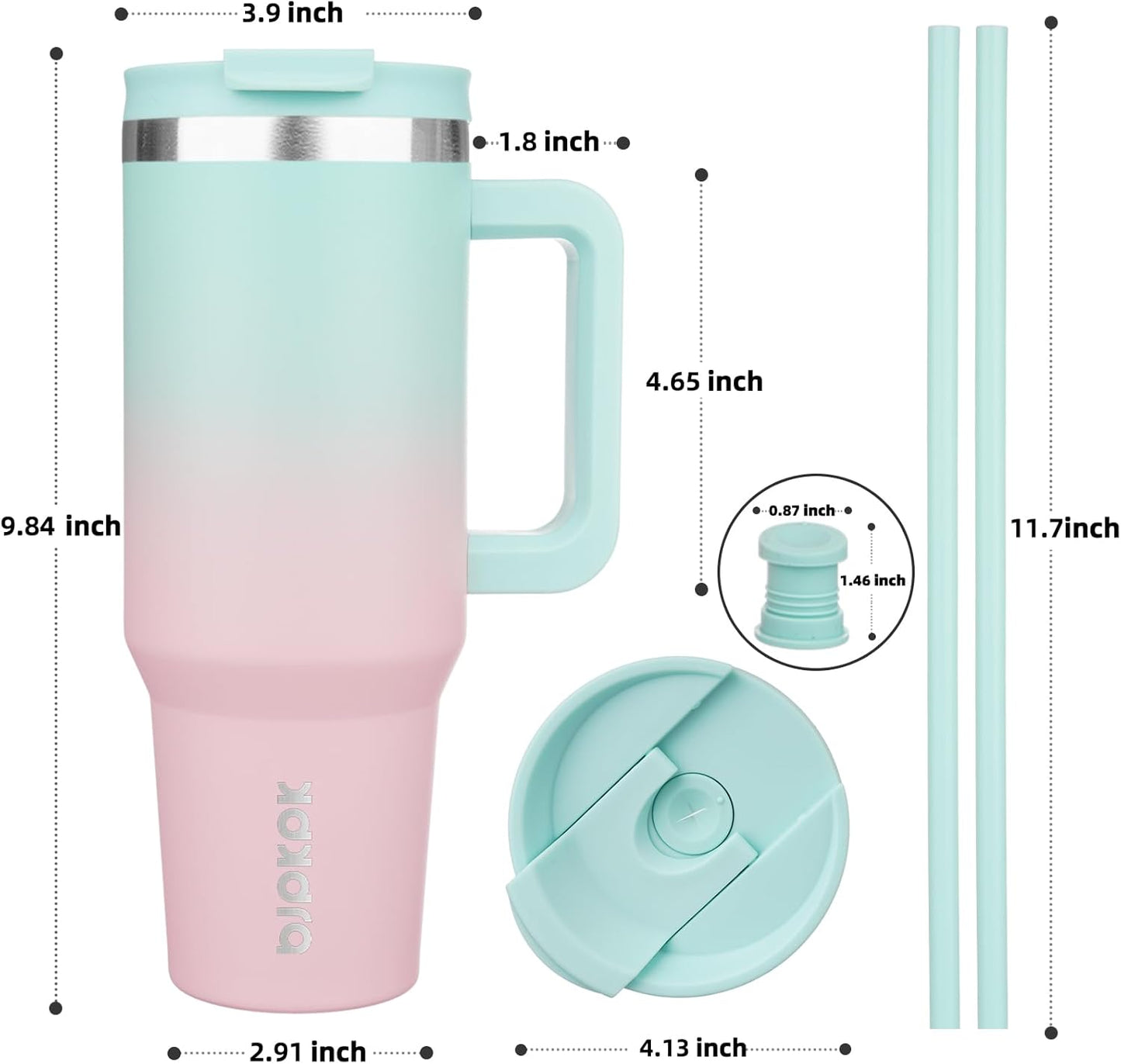 BJPKPK Tumbler with Handle and Straw 30oz Insulated Tumbler Cups with Lid Stainless Steel Travel Coffee Mug,Indigo Black
