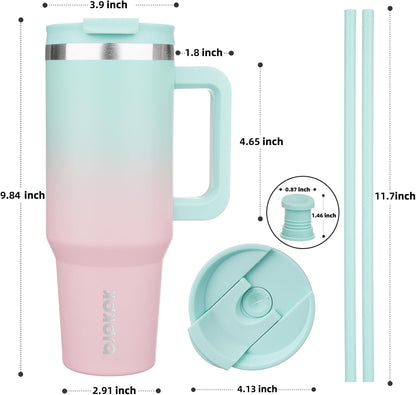 BJPKPK Tumbler with Handle and Straw 30oz Insulated Tumbler Cups with Lid Stainless Steel Travel Coffee Mug,Indigo Black
