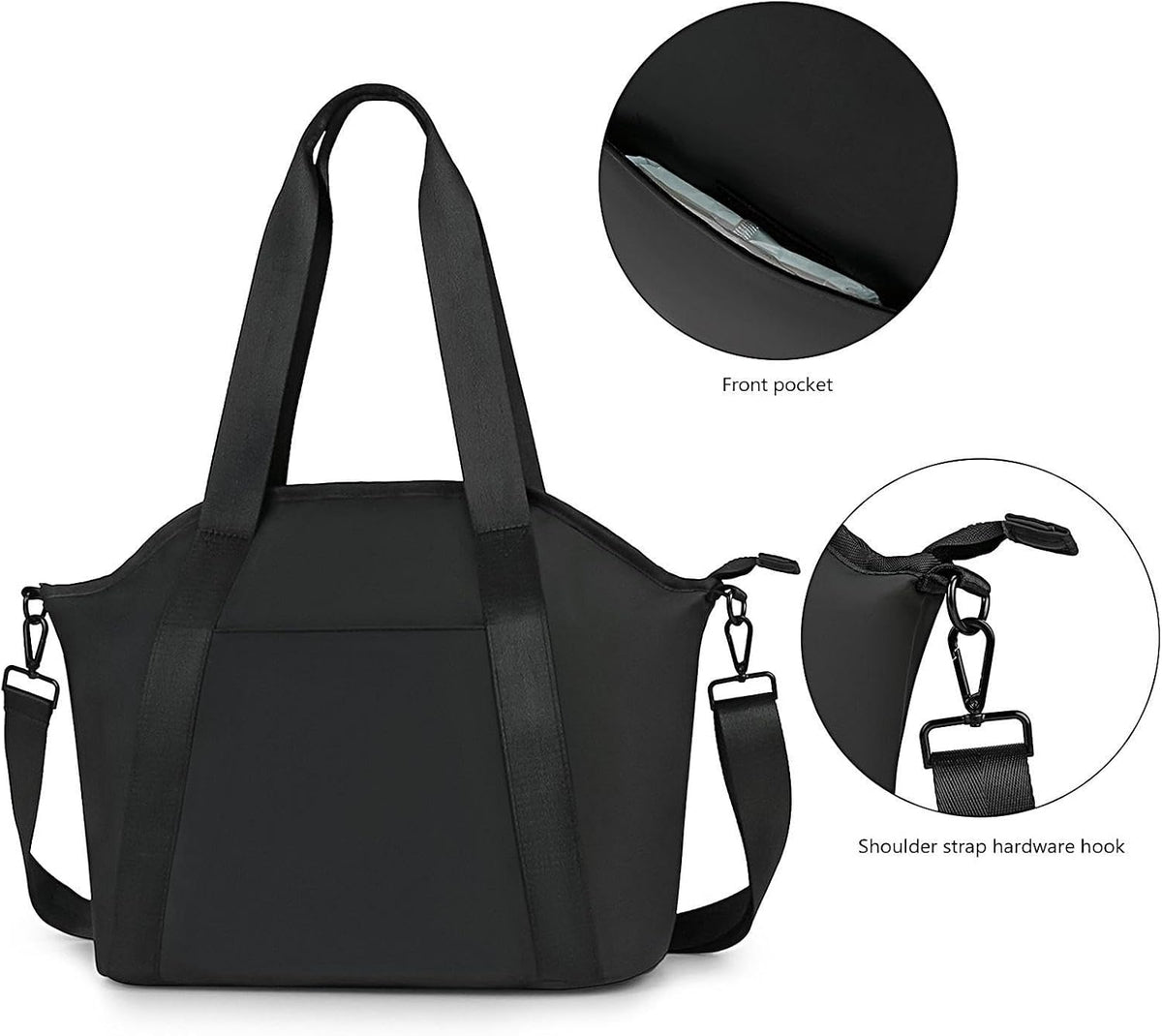Black Stroller Diaper Bag | Large Capacity Faux Leather Organizer