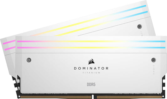 CORSAIR Dominator Titanium RGB DDR5 RAM 96GB (2x48GB) 6000MHz CL30-36-36-76 1.40V AMD Expo Intel XMP 3.0 Desktop Computer Memory – White (CMP96GX5M2B6000Z30W)