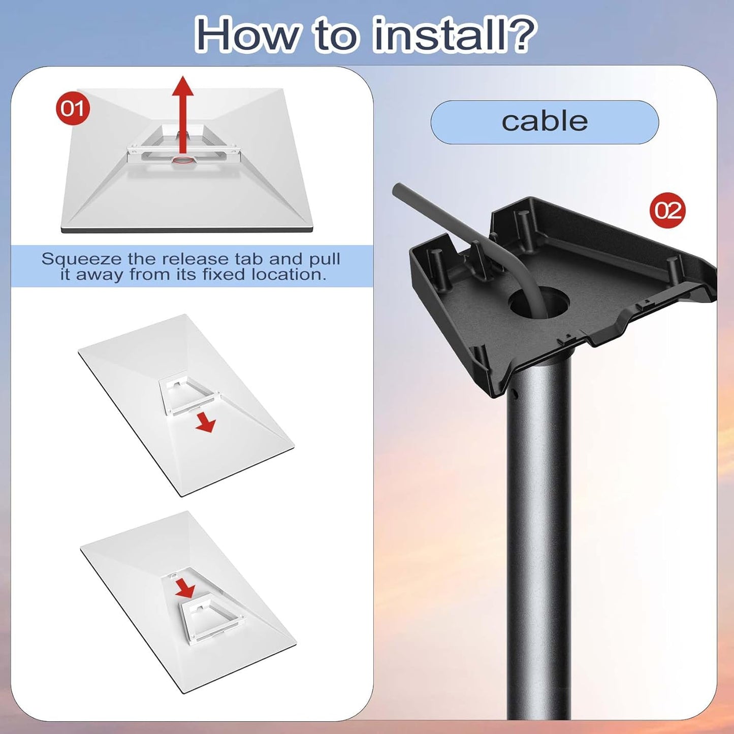 Gen 3 Mount for Starlink, 360° Rotatable Roof & Wall Mount Compatible with Starlink Standard 4/4X/V3