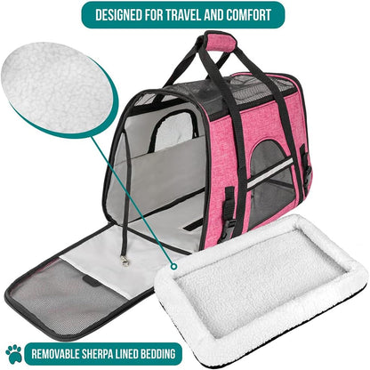 Premium Airline Approved Soft-Sided Pet Travel Carrier by PetAmi | Ventilated, Comfortable Design with Safety Features | Perfect For Plane or Car | Ideal for Small to Medium Sized Cats, Dogs, and Pets