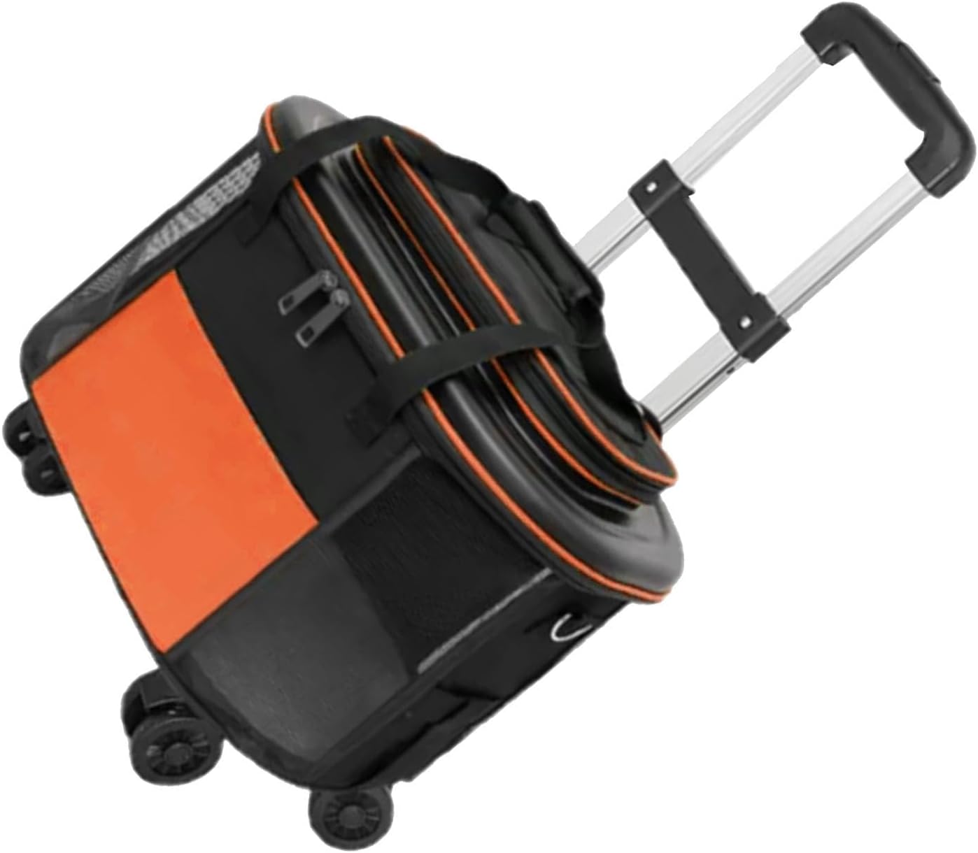 Cat Carrier with Wheels, Dog Travel Crate with Telescopic Handle, Portable Large Rolling Pet Carrier for Walking Hiking(Orange)