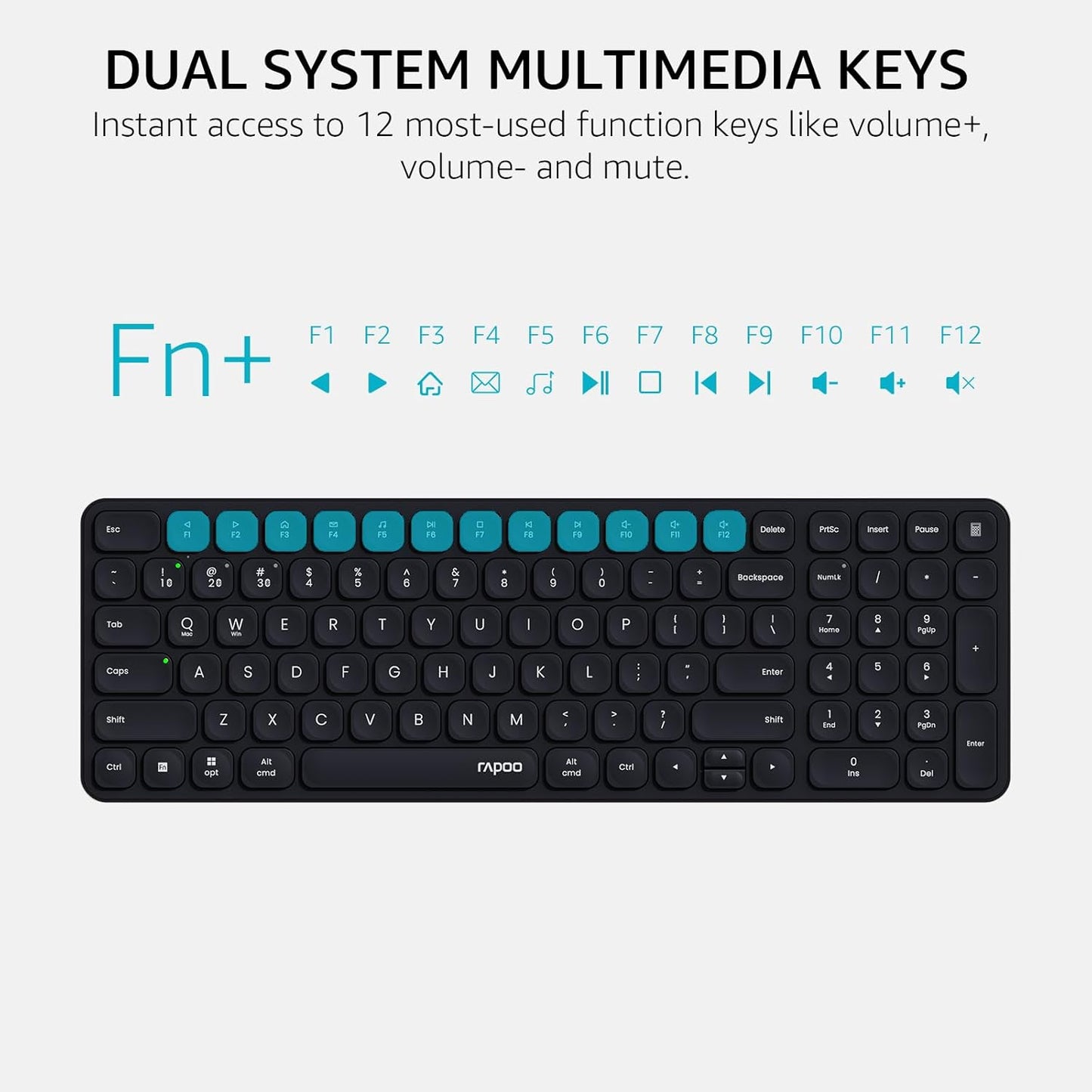 RAPOO Keyboard and Mouse Wireless - 9010M Multi-Device Wireless Keyboard Mouse Combo, 2.4GHz/Bluetooth 5.0/4.0 Wireless Keyboard Mouse Set for Windows/Mac/Linux/Chrome, Support 4 Devices, Silent Click