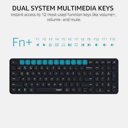 RAPOO Keyboard and Mouse Wireless - 9010M Multi-Device Wireless Keyboard Mouse Combo, 2.4GHz/Bluetooth 5.0/4.0 Wireless Keyboard Mouse Set for Windows/Mac/Linux/Chrome, Support 4 Devices, Silent Click