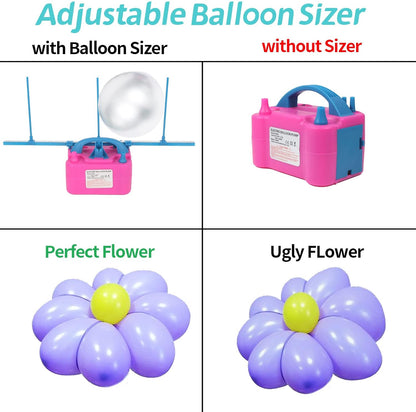 Electric Balloon Pump,Balloon Inflator, Dual Nozzle Electric Air Pump,Balloon Pump Balloons Blower 110V 600W for Party Decoration with Gifts:2 Balloon Tying Tools (Rose red)