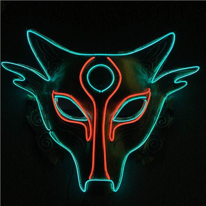 Amosfun Halloween Wolf LED Mask Wolf Head Light Up Mask Animal Costume Mask Halloween Cosplay Face Cover